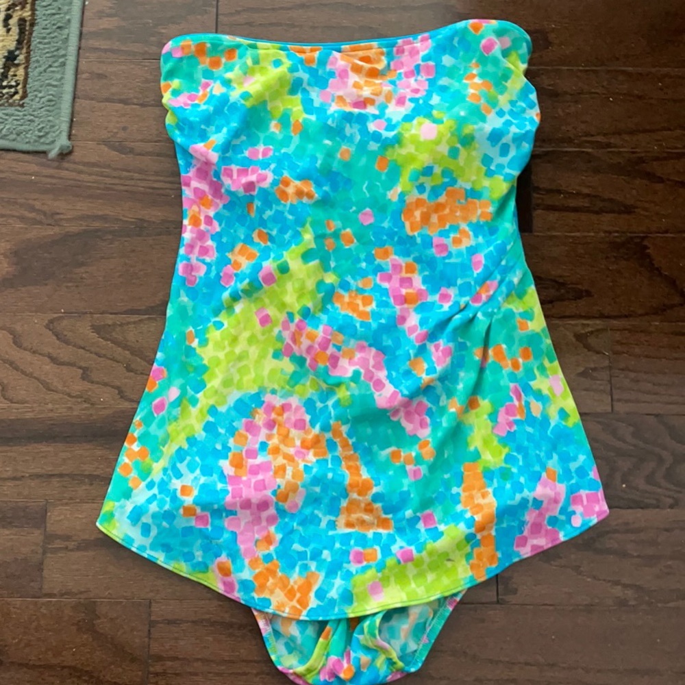 Orvis Strapless Bathing Suit sz 8 Blue Gre…